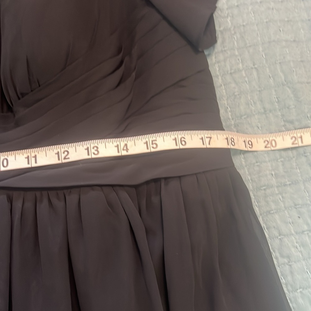 AZAZIE VERNA - A-Line V-Neck Ruched Chiffon Floor-Length Dress black. Damaged﻿ - Picture 5 of 11